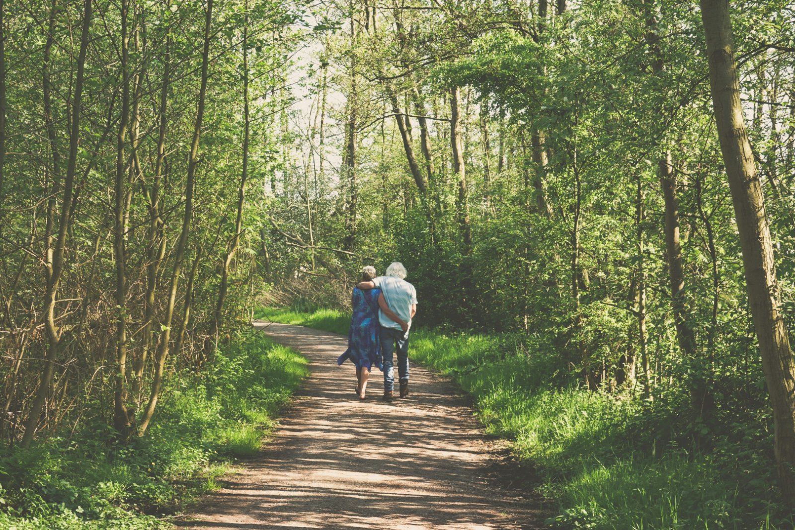 Couple marchant dans la forêt